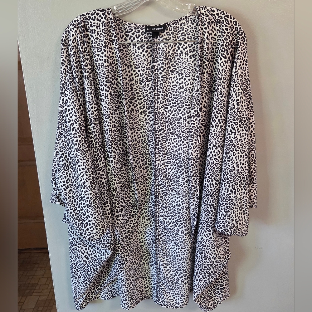 I.N. Studio Black and White Animal Print Poncho 5 Items $10